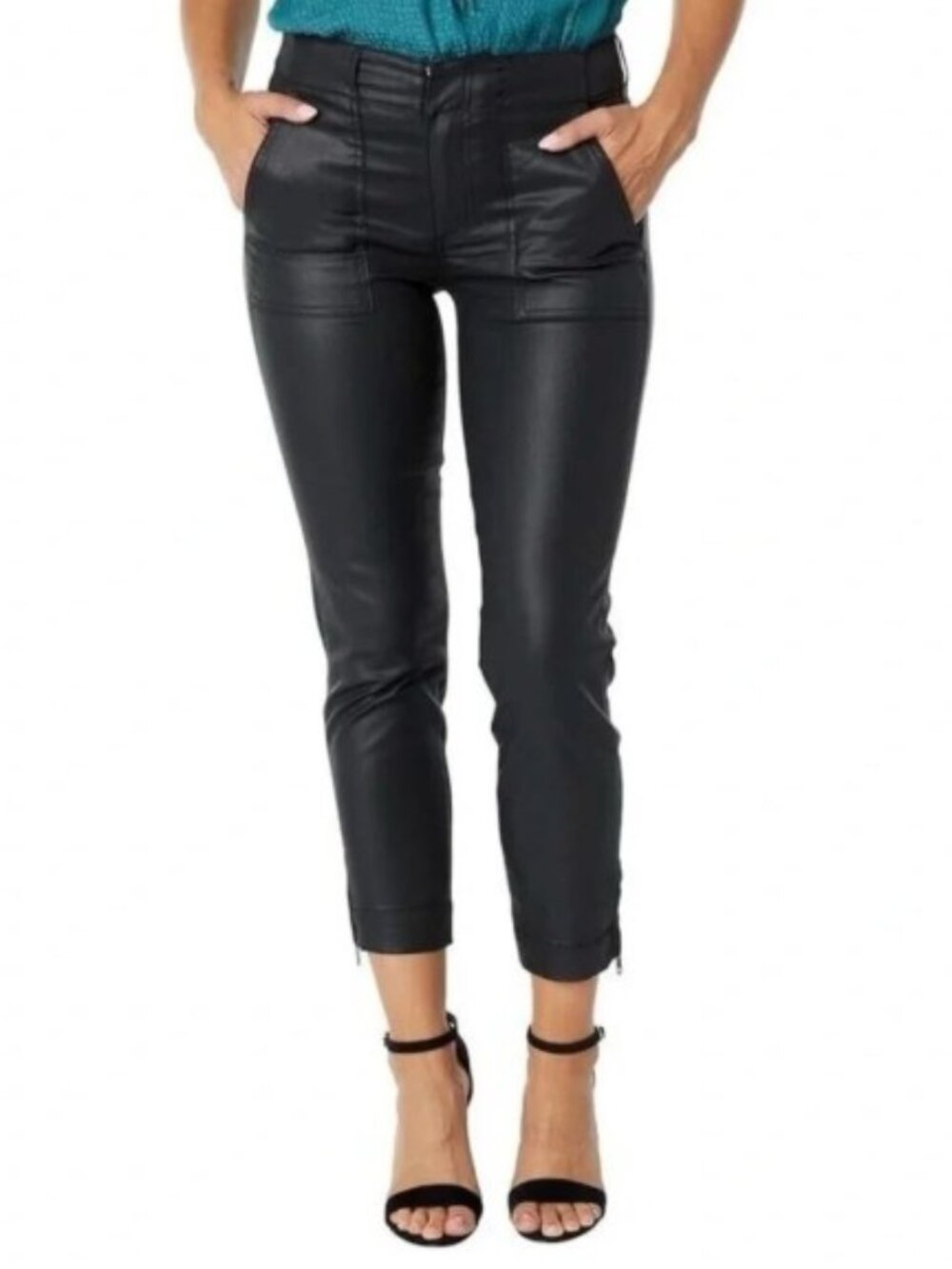 Kut From Kloth Reese Ankle Straight Leg Black Faux Leather, W Size 10, Like-New